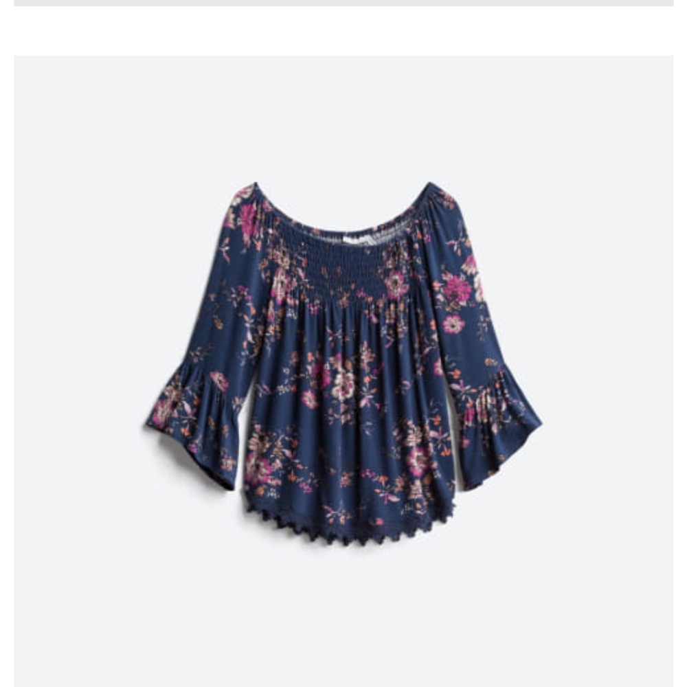 Crochet Detail Smocked Knit Top